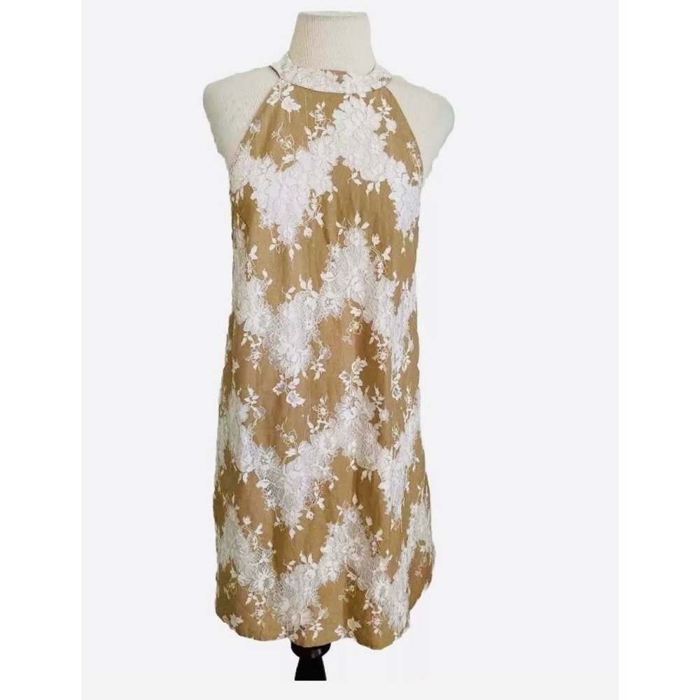 NWT Do+Be Dress Nude‎ Size Small  Mock Neck Lace Dress Sleeveless